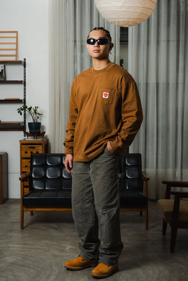 KINGS® THE CREST POCKET L/S TEE HARRINGTON BROWN