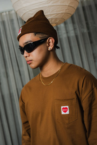KINGS® THE CREST POCKET L/S TEE HARRINGTON BROWN