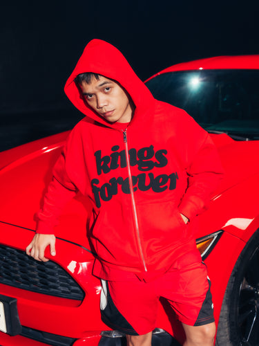 KF® WORDMARK CROPPED FULL-ZIP HOODIE RED