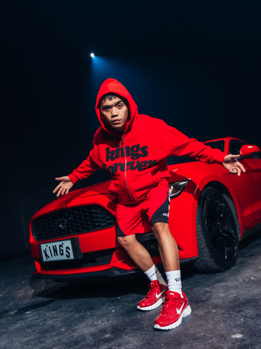 KF® WORDMARK CROPPED FULL-ZIP HOODIE RED