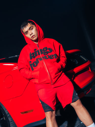 KF® WORDMARK CROPPED FULL-ZIP HOODIE RED
