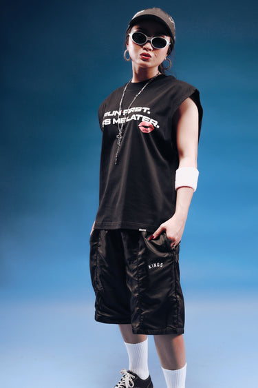 KINGS™ RUN FIRST. KISS ME LATER. CROPPED MUSCLE TEE