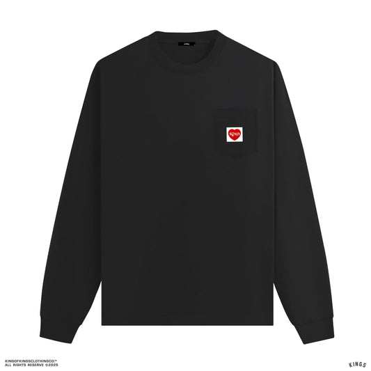 KINGS® THE CREST POCKET L/S TEE BLACK